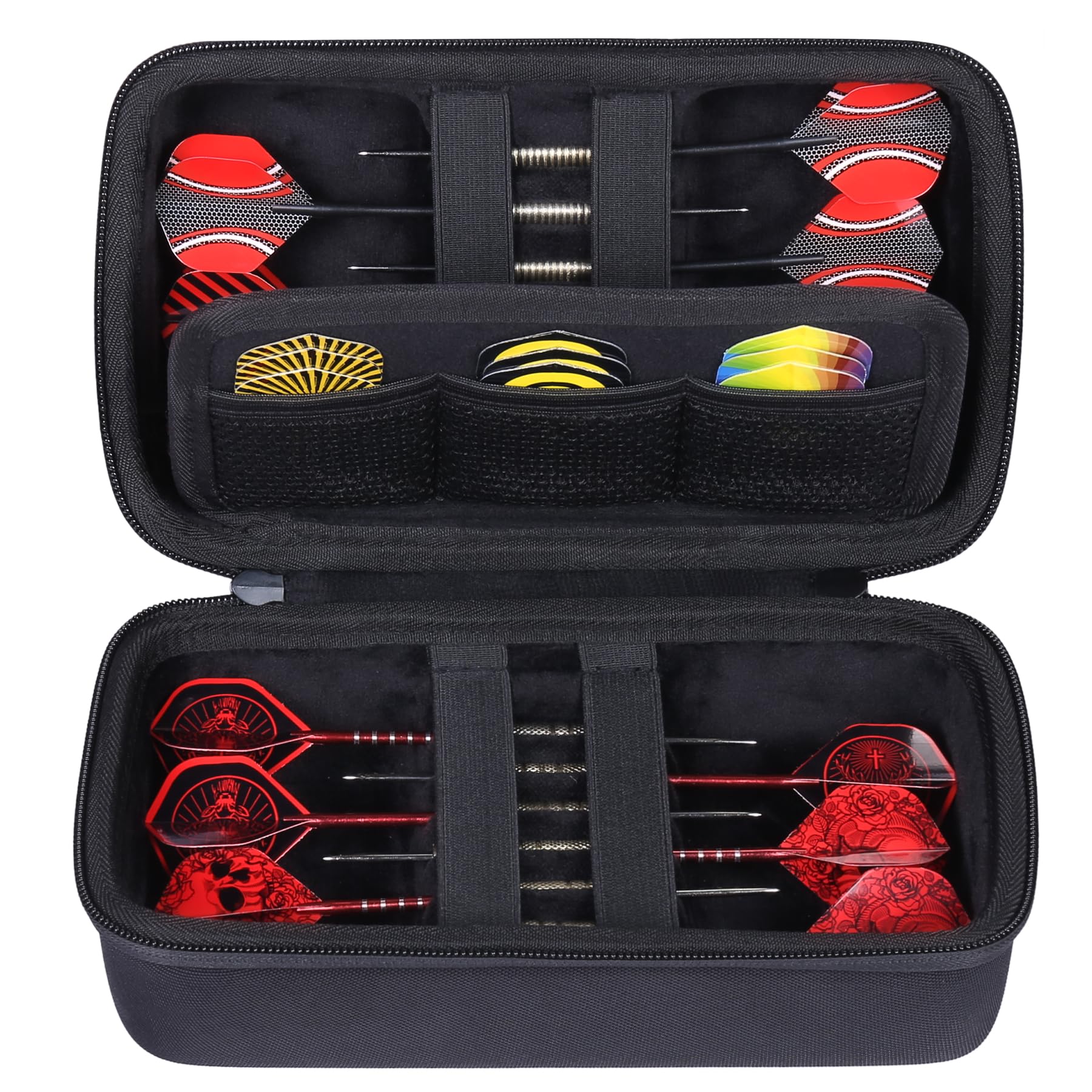 co2CREA Hard EVA Shell Storage Dart Case for 12 Steel Tip or Soft Tip Darts, Carrying Case with Numerous mesh Pockets Holder for Dart Tips,Shafts,Flights and More Dart Accessories,Case Only