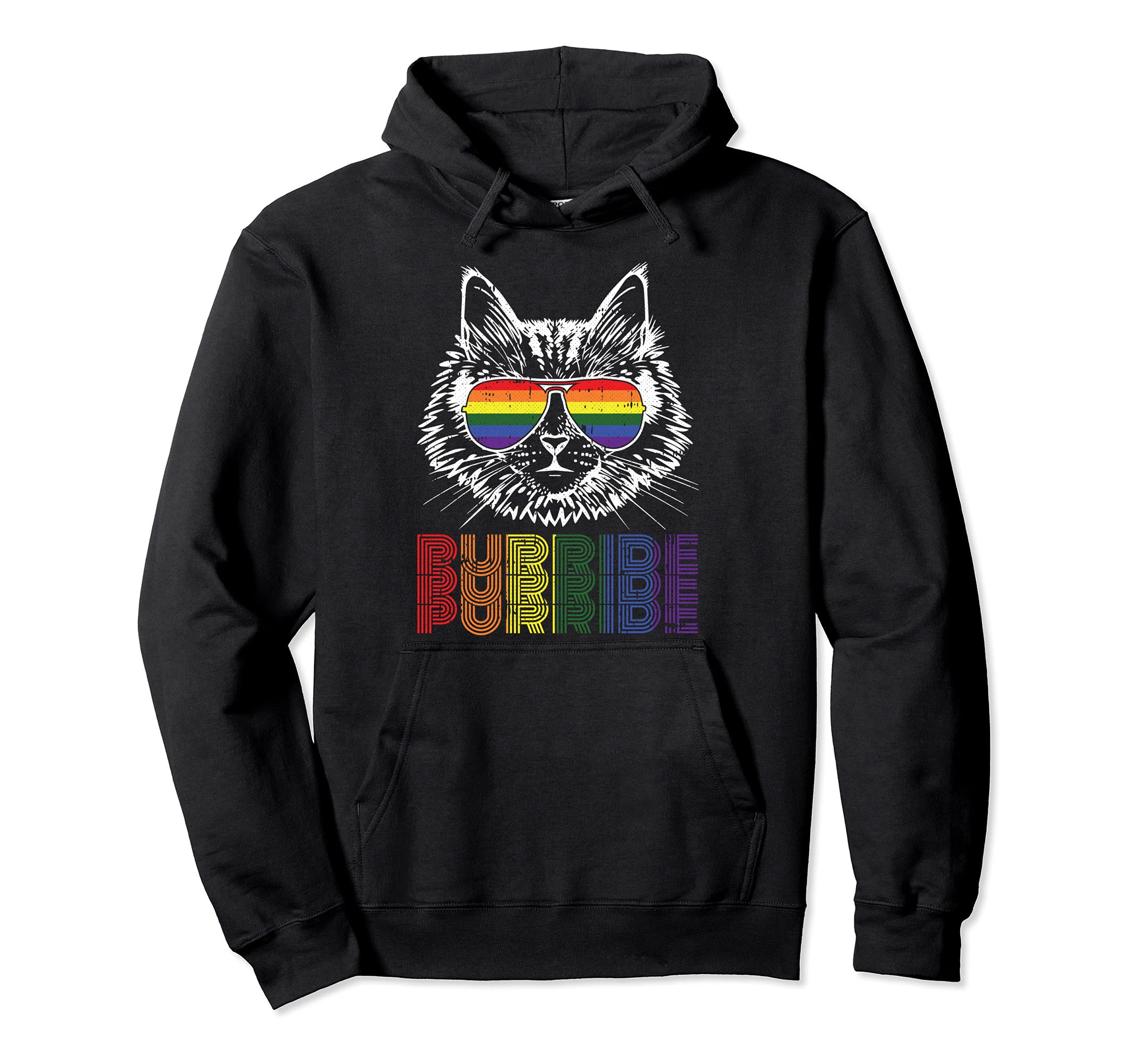 Purride Gay Pride Cute Cat Kitten Pet Lover LGBT-Q Ally Pullover Hoodie
