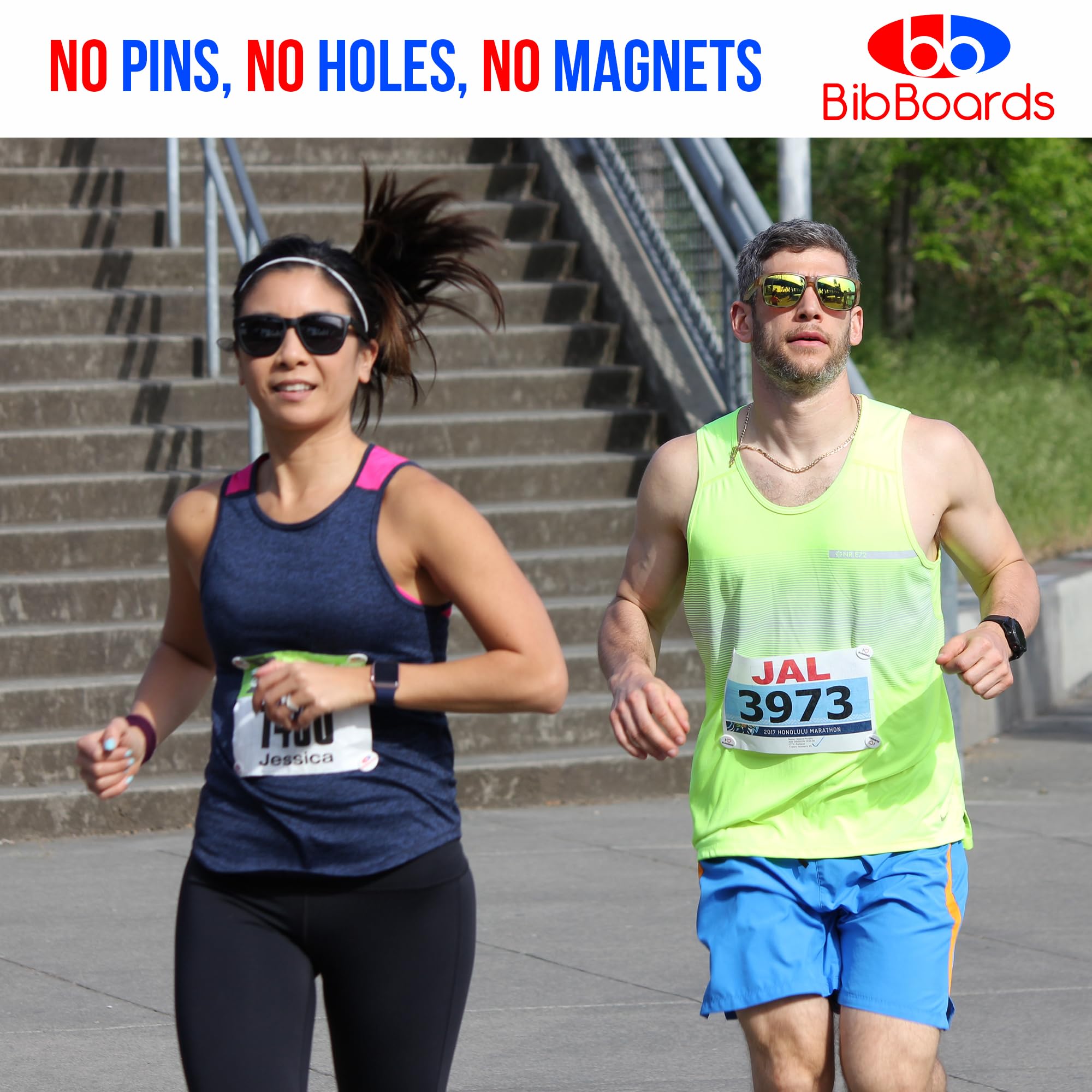 bibSNAPS Race Bib Clips - Safety Lock Fasteners - Secures Running, Marathon, Cycling and Event Number, Non Magnetic, Easy to Use & Reusable - Replacement for Pins & Magnets - Finish Strong (4pcs)