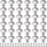 Ripeng 36 Pieces Round Ringed Kitchen Cabinet Pulls Kitchen Drawer Pull Cabinet Door Knob Drawer Handles Hardware Cupboard Handles with Screws for Dresser (Silver,1.06 Inch)