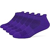 Women's & Men's Breathable Athletic Running Low Cut Socks Cotton Cushioned Ankle Tab Socks, 5 Pairs