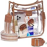 QOECI 3 Pockets Large Clear Bag for Stadium Events with 2 Long Straps Purse for Women Crossbody Bag Concert Stadium Approved | 3 Pockets, Large, Stadium Events, 2 Long Straps, Concert, Stadium Approved