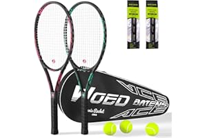 WOED BATENS Pro Tennis Racket for Adults, 2 Player 27 inch Speed Tennis Racquet Acceptable for Beginner and Professional with 3 Tennis Balls, 2 Vibration Dampes, 2 Overgrips, Tennis Bag