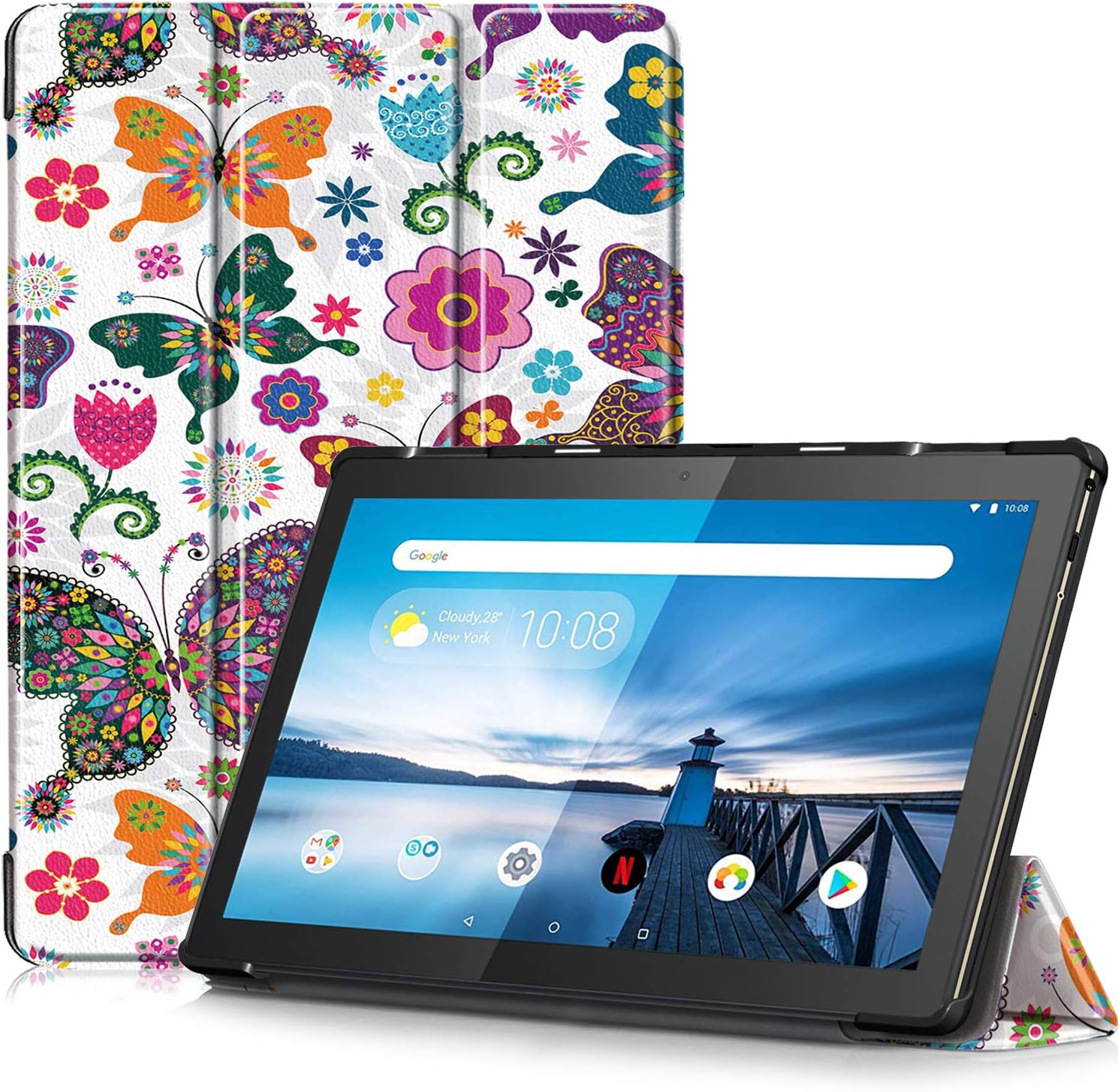 TTVie Case for Lenovo Tab M10, Ultra Slim Lightweight Smart Shell Stand Cover for Lenovo Smart Tab M10 10.1 Inch FHD Tablet 2018 Release, Butterfly