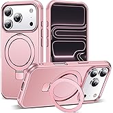 SKYLMW Phone Case Compatible with iPhone 17 Pro Case with Invisible Magnetic O-Ring Stand Military-Grade Phone Case for iPhone 17 Pro 6.3" [Compatible with Mag-Safe][Great Grip Feeling], Rose Gold