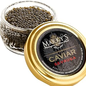 Marky’s Sevruga Premium Sturgeon Black Caviar - 4 Oz Malossol Sturgeon Black Roe – GUARANTEED OVERNIGHT