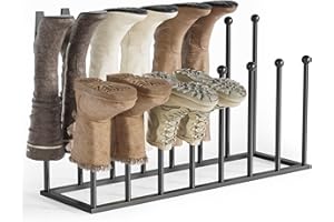 pickpiff Free Standing Shoe Racks - Black Metal Boot Rack Organizer Tall Boots for Dorm Room, Closet, Entryway, Bedroom, Patio Outdoor, Hallway, Black, Shoe Storage Fit for 8 Pairs