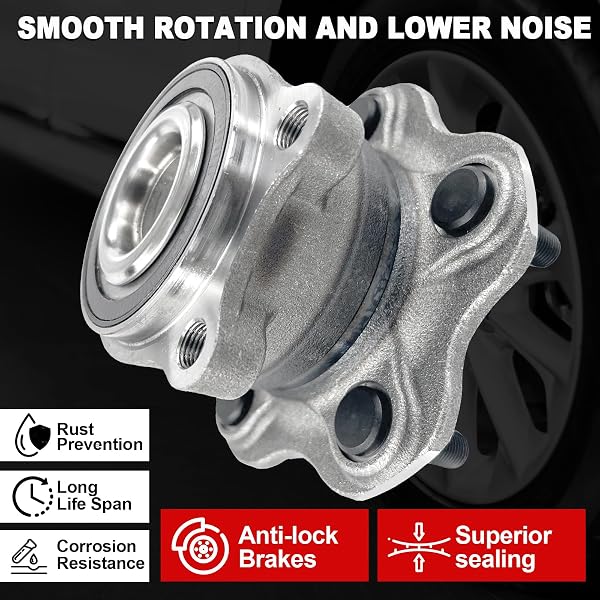 PAIR 512388 REAR WHEEL BEARING HUB ASSEMBLY COMPATIBLE WITH NISSAN ALTIMA 2007-2018, MAXIMA 2009-2019, MURANO 2015-2019, PATHFINDER 2013-2019, FOR INFINITI JX35 2013, QX60 2014-2019, 5 LUG W/ABS