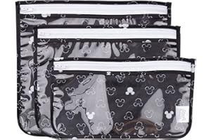 Bumkins Disney Travel Bag, Toiletry, TSA Approved Pouch, Zip Bag, Quart Size Airline Compliant, Clear-Sided, Baby, Diaper Bag Organization, Accessories, Packing, Set of 3 Sizes, Mickey Mouse Icon