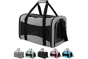 Yipincover Carriers Soft-Sided Pet Carrier Case for Small Medium Cats Dogs Puppy Under 15 lbs,Airline Approved Cat Carrier with 4 Ventilated Windows (Medium,Grey&Black)