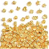 120Pcs Large Hole Metal Spacer Beads for Jewelry Making, Silver & Gold Plated Findings for Bracelet, Large Hole & Mixed Style (Gold Plated)