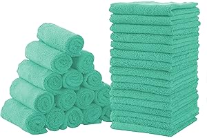 CORAL DOCK Baby Washcloths, Newborn Essentials Super Absorbent Baby Wipes, Gentle on Sensitive Skin for New Born Face, Baby Registry as Shower for Girls and Boys, Aqua Green, 9x9 Inch (Pack of 32)
