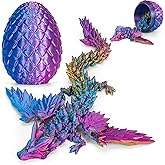 Cessfle Prefilled Easter Eggs with 3D Printed Dragon with Wings Inside, 8" 3D Articulated Crystal Winged Dragon Egg, Easter Basket Stuffers for Boys Kids Teen 4-6 5-7 8-12 (Purple)