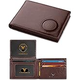 VISWORLD Men's Wallet with Airtag Holder, Full-Grain Leather Wallet for Apple Air Tag (1st & 2nd Generation), Airtag Wallet Men with 2 ID Windows, 13 Card Slots