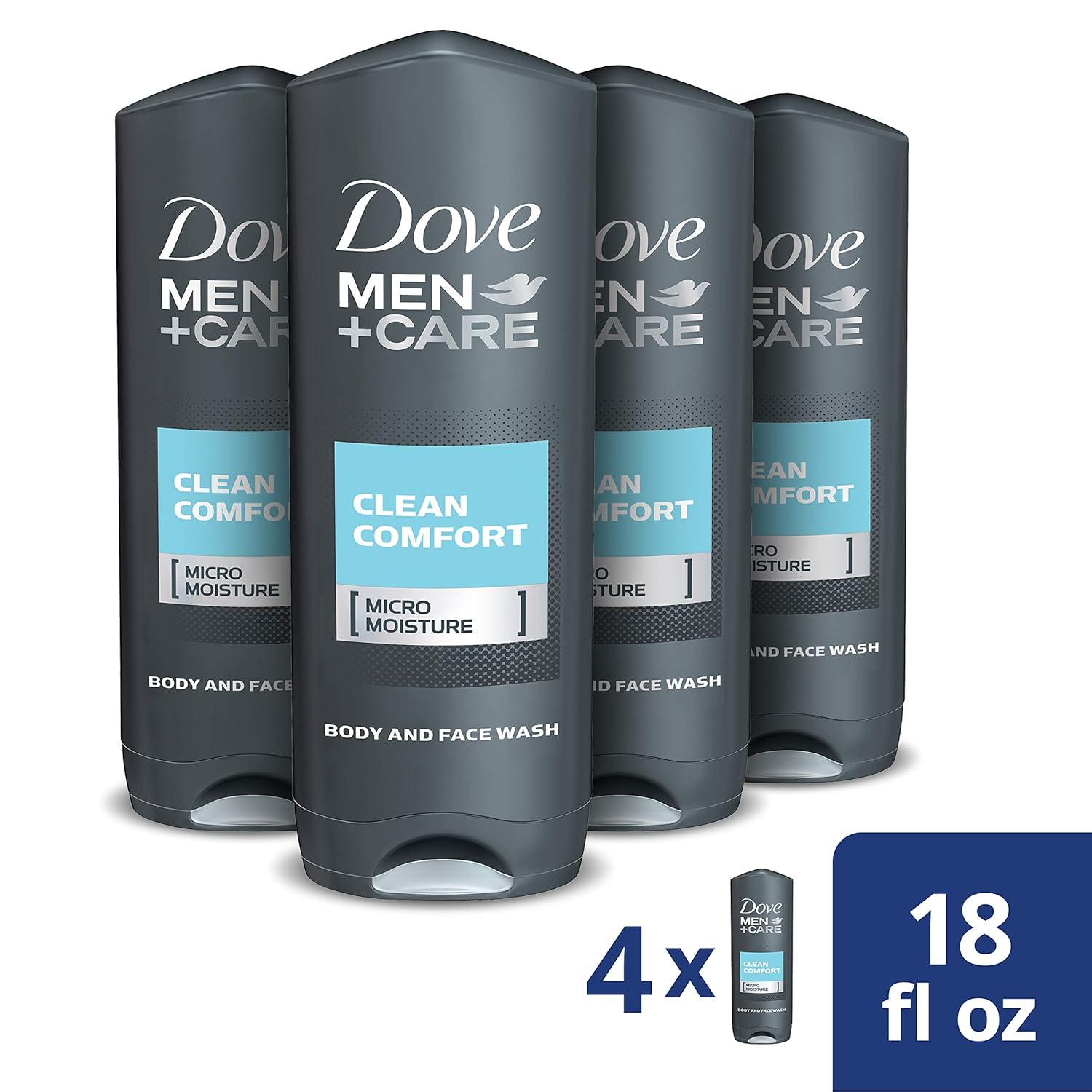 Dove Men+Care Body Wash and Shower Gel Extra Fresh 18 oz 4 Count Dermatologist Recommended Shower Gel and Bodywash Effectively Washes Away Bacteria While Nourishing Your Skin: Beauty