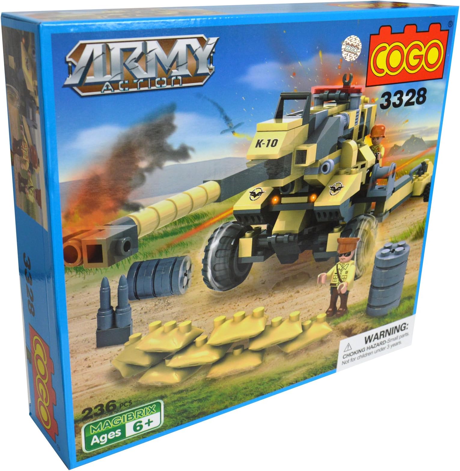 COGO™ Building Blocks Collection For Kids Construction Set Army Tanks Planes Soldiers Helicopter Robot Transformer Educational Fun Toys (Army Cannon)