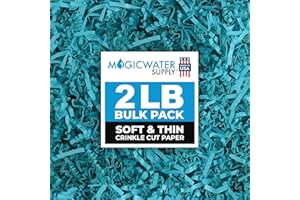 MagicWater Supply - 2 LB - Turquoise - Soft & Thin Crinkle Cut Paper Shred Filler great for Gift Wrapping, Basket Filling, Birthdays, Weddings, Anniversaries, Valentines Day, and other occasions