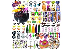 CHOOHC 201PCS Halloween Party Favors , Bulk Fidget Toys for Party Supplies, Halloween Treats Non Candy School Classroom Carnival Prizes, Treasure Box Toy Chest, Halloween Gifts, Goodie Bag Stuffers