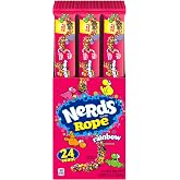 NERDS Rope Rainbow Candy, Crunchy &amp; Gummy, 0.92 oz, 24 Pk | Gummy rope, tangy crunchy NERDS candy coating, individually wrapped, party favors, lunchbox, bulk