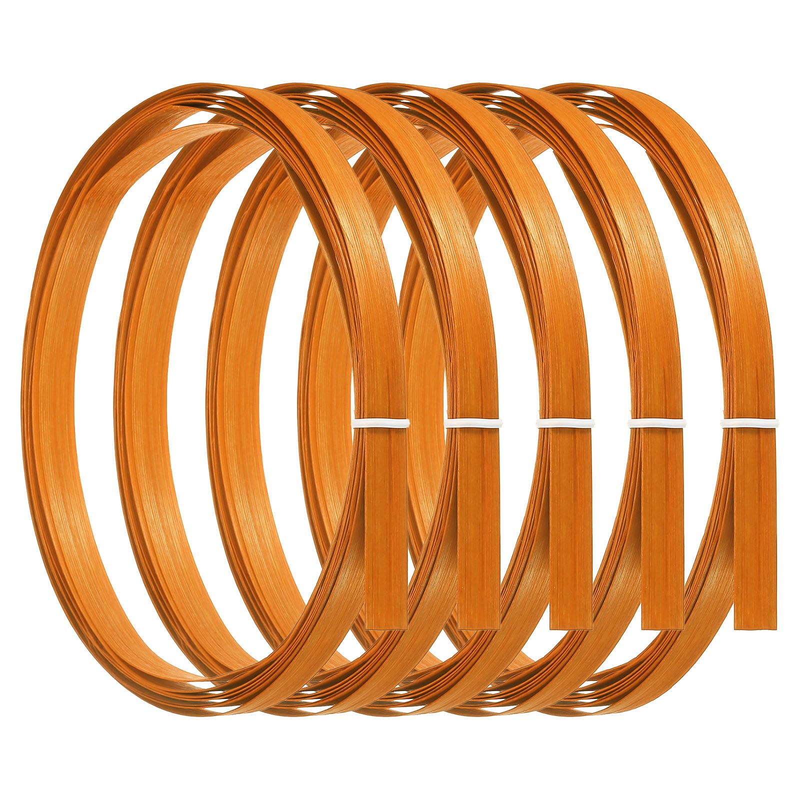 PATIKIL Bamboo Strips for Weaving 7/16" x 10 Ft, 5 Pack Thin Flat Wicker Rattan Cane Reed for Making Basket Webbing DIY Crafts, Orange