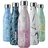BJPKPK Insulated Water Bottles 17oz Stainless Steel Sports Water Bottles Keep Cold for 24 Hours and Hot for 12 Hours,BPA Free,Marble Blossom