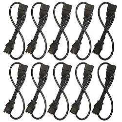 10 Pack of 2 Foot IEC 320 NEMA C13 C14 10A 18AWG AC