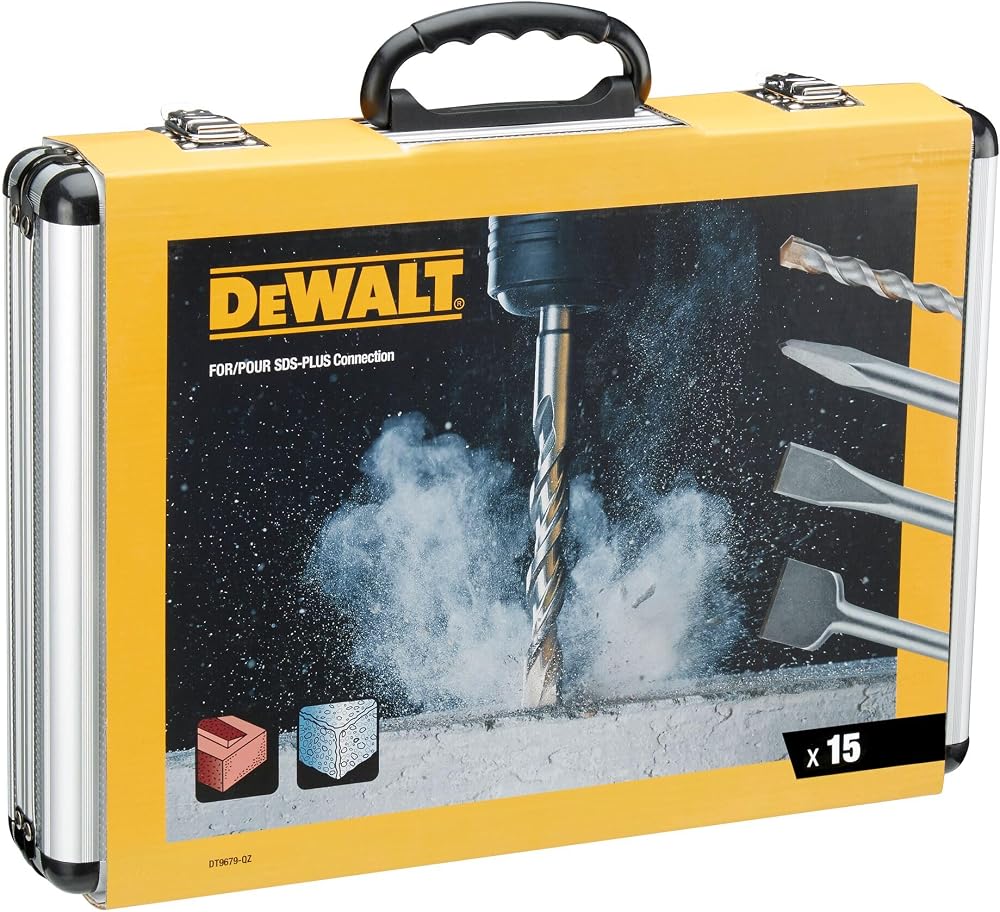 DeWalt Chisel and Drill Set 15P SDS Plus with Aluminium Case DT9679