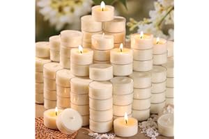 DEVI 6 Hour Soy Tea Lights Candles Bulk 100 Pack, Soy White Tea Lights Bulk-6 Hours Long Burning, Unscented Small Votives Bulk for Wedding, Party Centerpieces