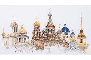 THEA GOUVERNEUR SINCE 1959 Thea Gouverneur - Counted Cross Stitch Kit - St. Petersburg - Aida - 18 count - Embroidery Kit for Adults - DMC Embroidery Threads and other Cross Stitch Supplies Included - 430A