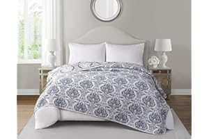 Tahari Home - King Coverlet, Reversible Cotton Rich Bedding, Lightweight Comfort for All Seasons (Hannah Dark Grey, Queen)
