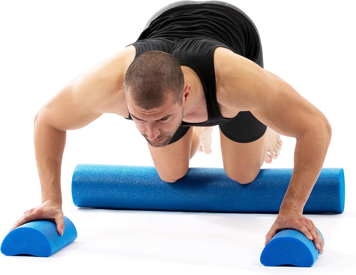 ProsourceFit Flex Foam Half-Round Rollers 12” for Muscle Massage, Physical Therapy, Core & Balance Exercises Stabilization, Pilates, Blue : Exercise Foam Rollers : Sports & Outdoors