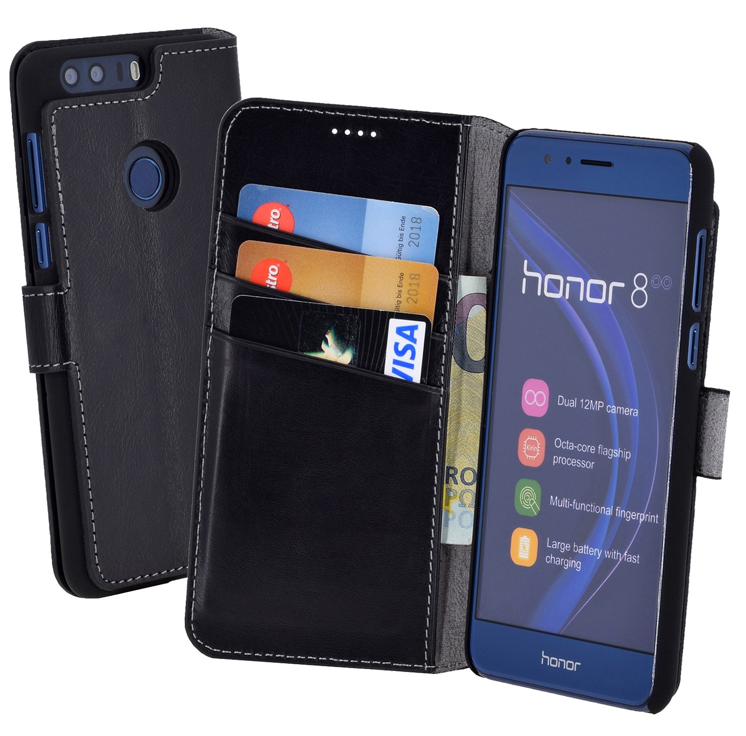 Honor 8 | Honor 8 Premium (Slim Fit) Leather Book Style Case Leather Mobile Phone Case Cover With Stand And Card Slot