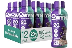 OWYN Only What You Need Plant Based Protein Shake, 20g Vegan Protein from Organic Pumpkin Seed, Flax, Pea Blend, Prebiotic Supplement, Superfood Greens, Gluten & Soy-Free (Cookies & Creamless)