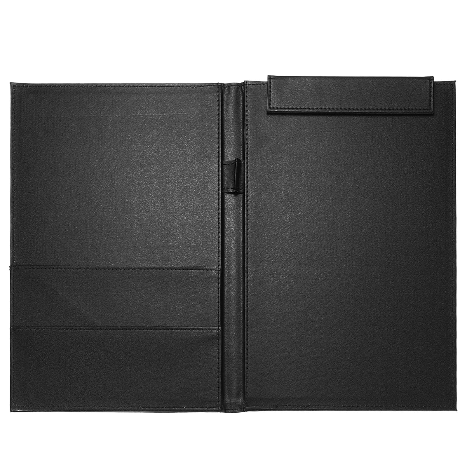 PATIKIL 12.8"x9.6" A4 PU Leather Clipboard, Black Business Padfolio Organizer Binder Resume Legal Document Folder Holder Writing Pad for Office