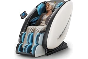 BILITOK Massage Chair Recliner with Zero Gravity, Full Body Massage Chair with Heating, Bluetooth Speaker, Airbags, Foot Roller, Touch Screen, Space-Saving for Office,Faux Leather (White)
