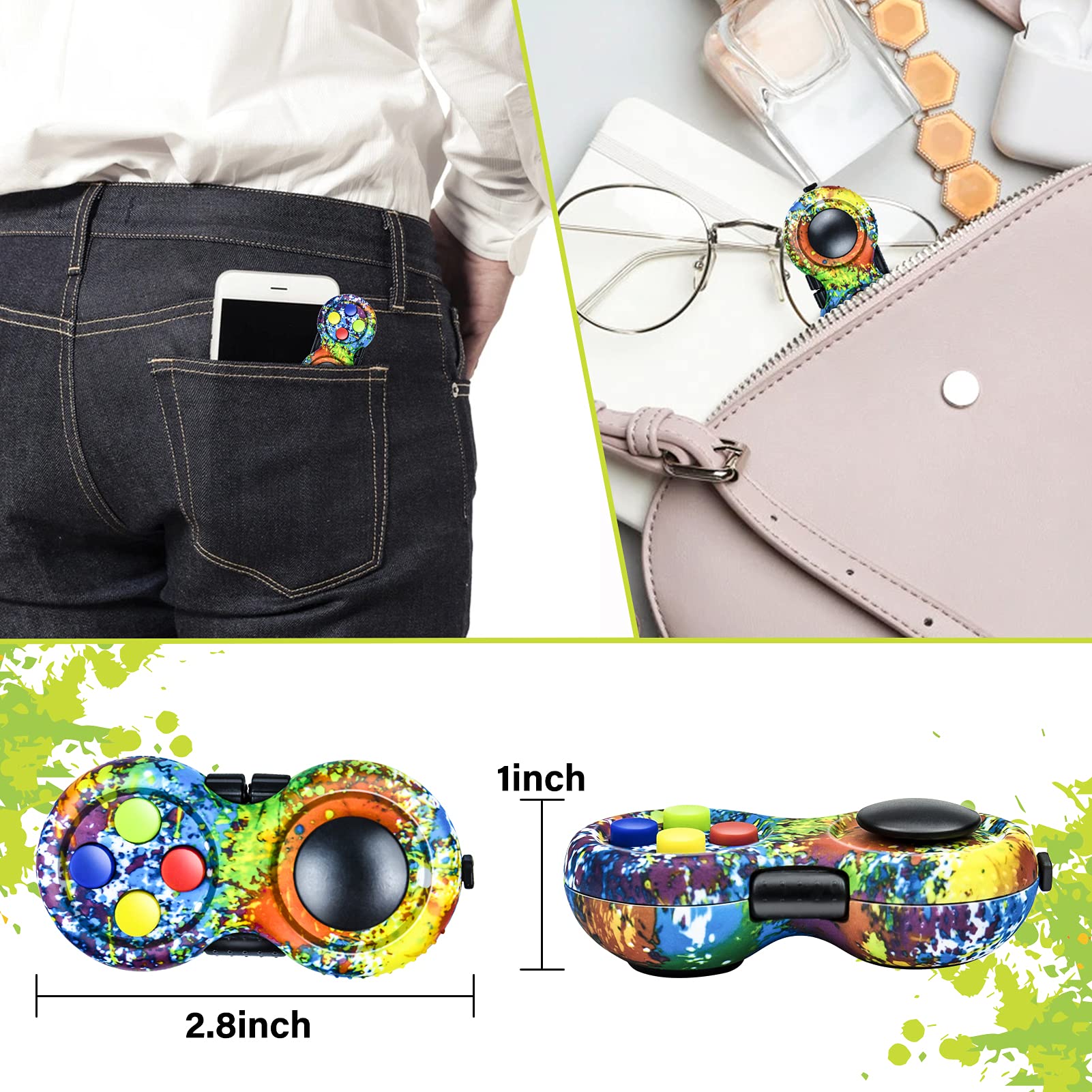 WTYCD Original Fidget Toy Game, Rubberized Classical Controller Fidget Concentration Toy with 8-Fidget Functions and Lanyard - Excellent for Relieving Stress and Anxiety