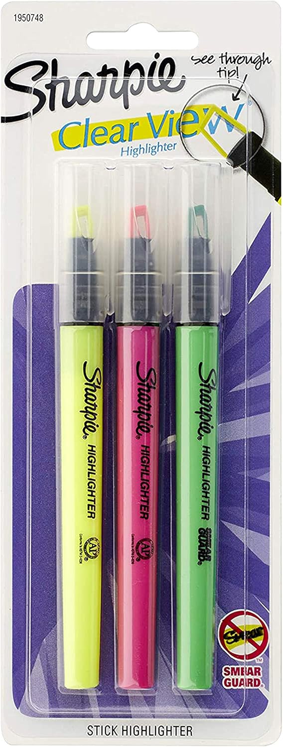 Sharpie Clear View Highlighters 3/PkgYellow, Green, & Pink Amazon.co.uk Kitchen & Home