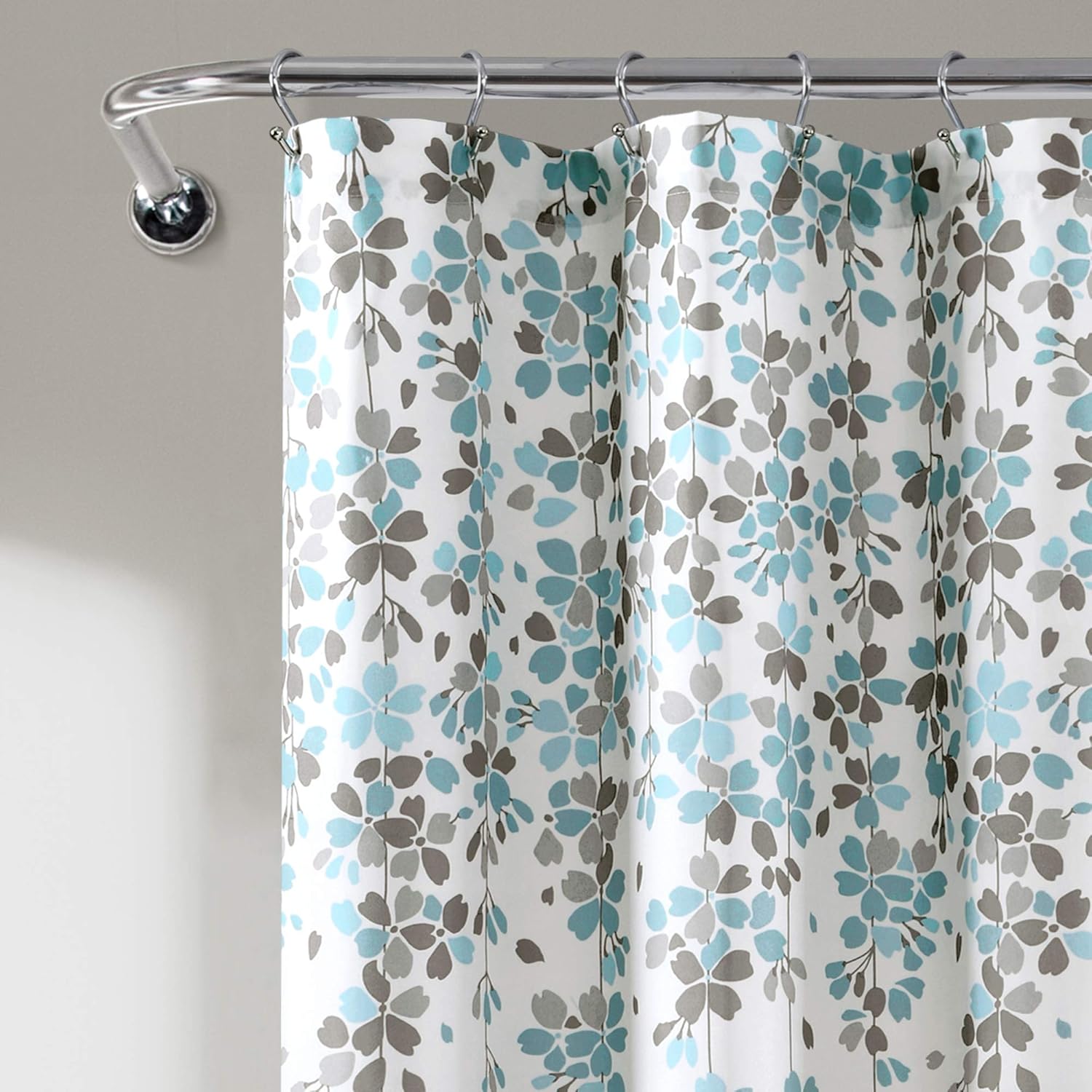 Lush Decor, Blue and Gray Weeping Flower Shower Curtain