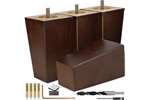 Airy Abode Premium Walnut Square Furniture Legs (Full Install Kit) - Pick Your Size and Color