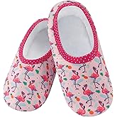 Snoozies Skinnies Animal Womens slipper socks Non-Slip Lightweight Soft Sherpa Lining Foldable Travel