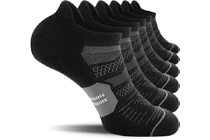 CS CELERSPORT 6 Pack Men's Running Ankle Socks with Cushion, Low Cut Athletic Tab Socks