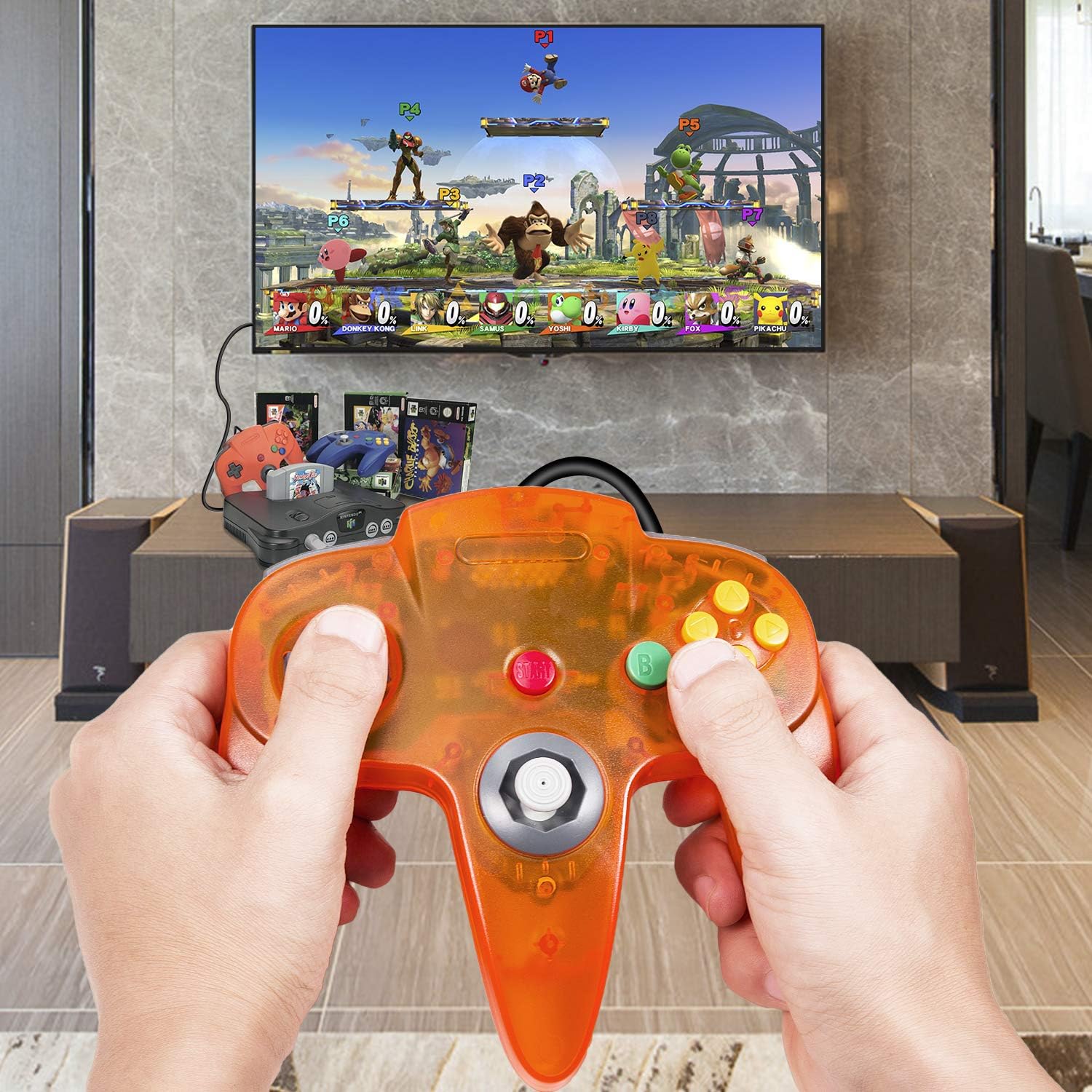 miadore Classic 64 Controller Joystick Remote for N64 Video Game System N64 Console-Clear Orange: Computers & Accessories