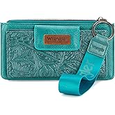X Wrangler Wristlet Wallets for Women Western Tooling Bifold Wallet Ladies Rfid Blocking Wallets with a Zipper Pocket