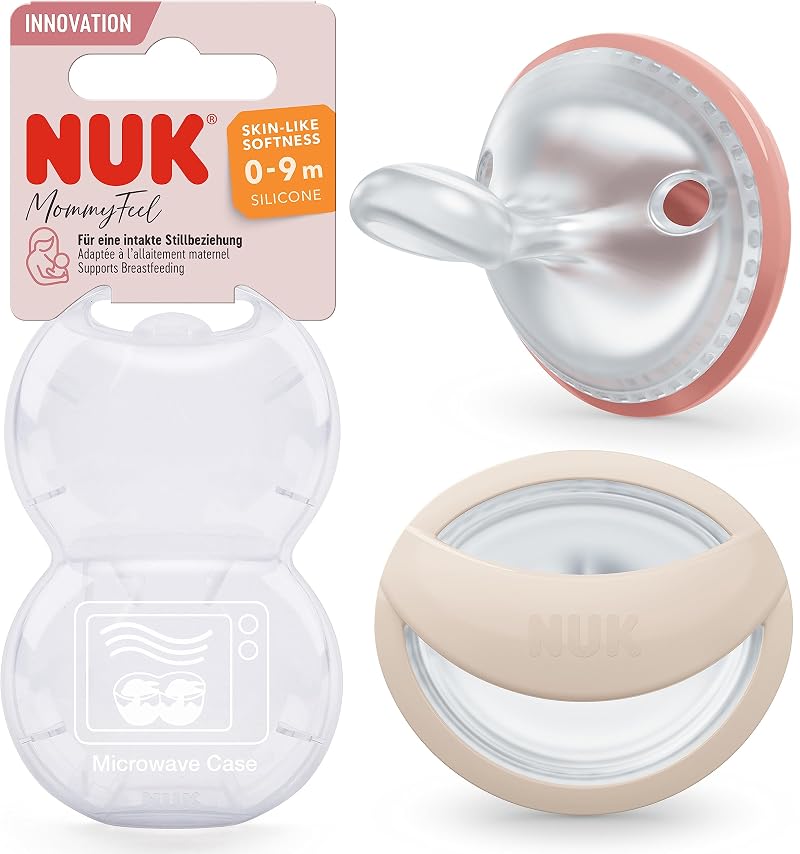 NUK MommyFeel Baby Dummy 0-9 Months BPA-Free Silcone Blush Sandstone 2 Count