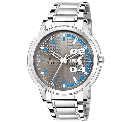 Analogue Grey Dial Day and Date Display Watch