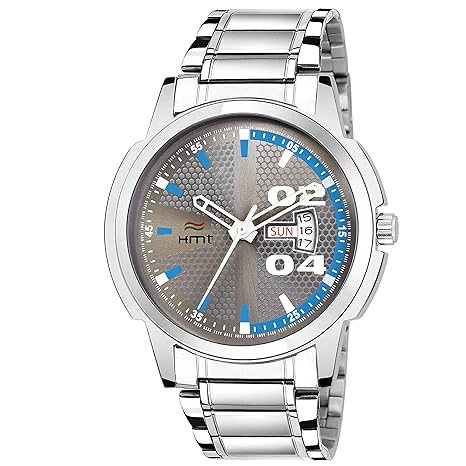 Analogue Grey Dial Day and Date Display Watch