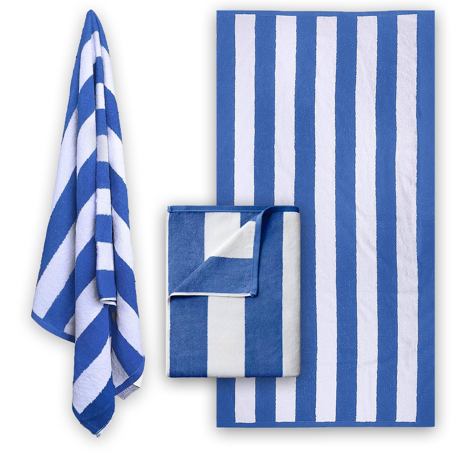 Sunshine Comforts® Chlorine Resistant Pool/Beach Towel (Blue and White Stripe) 1, 2, 3, & Packs (Pack of 2, Blue & White Stripes)