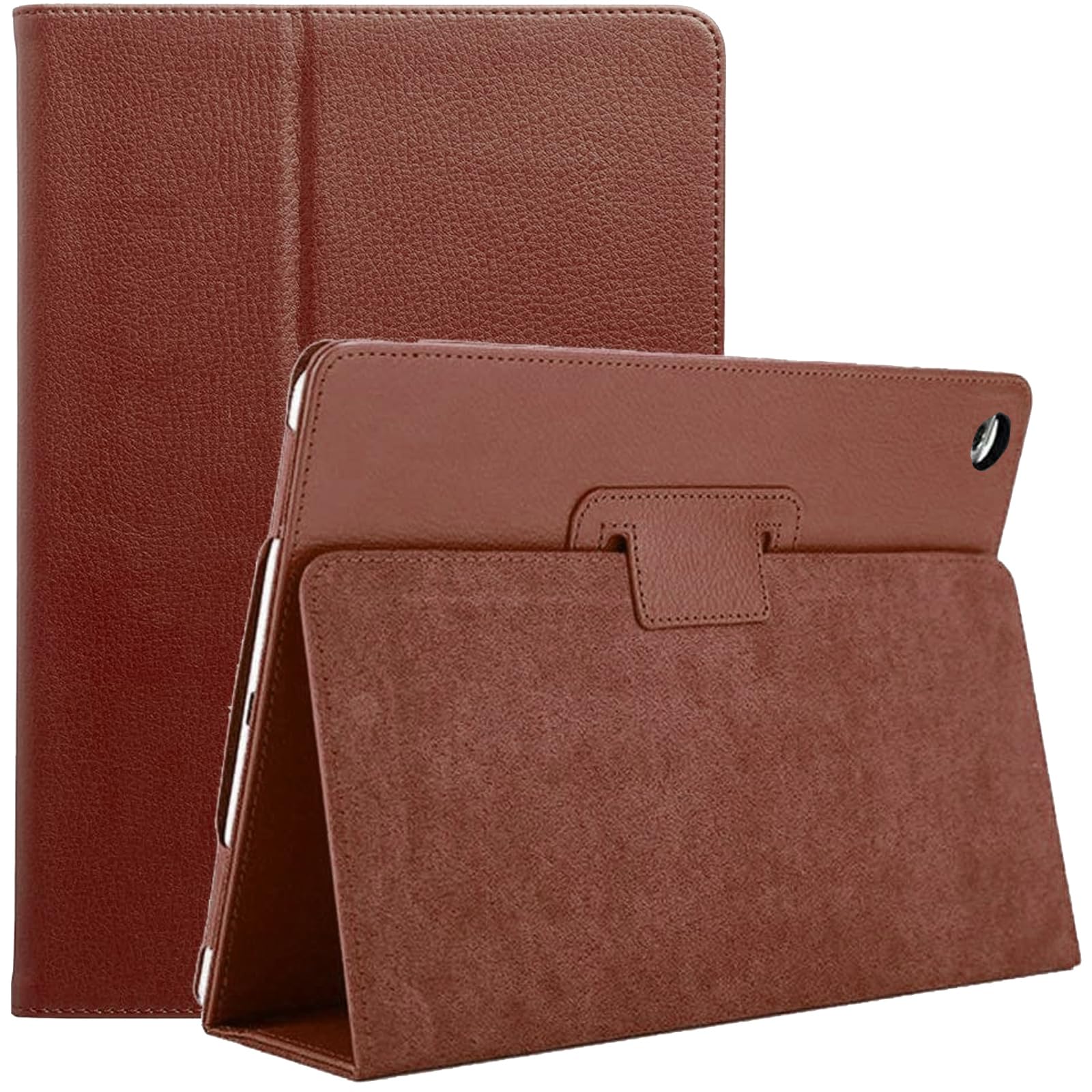 Leather Flip Stand Folio Case Plain Cover for Apple iPad Air 5th,6th Generation 2017-2018 (Brown)