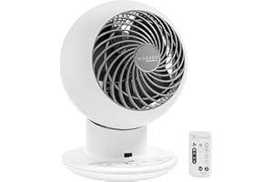 IRIS OHYAMA IRIS USA WOOZOO Air Circulator Fan with Remote, Oscillating, 5 Speeds, 82ft Max Air Distance, Adjustable Tilt, Quiet Motor, Small Fan for Bedroom, Office, Dorm, White