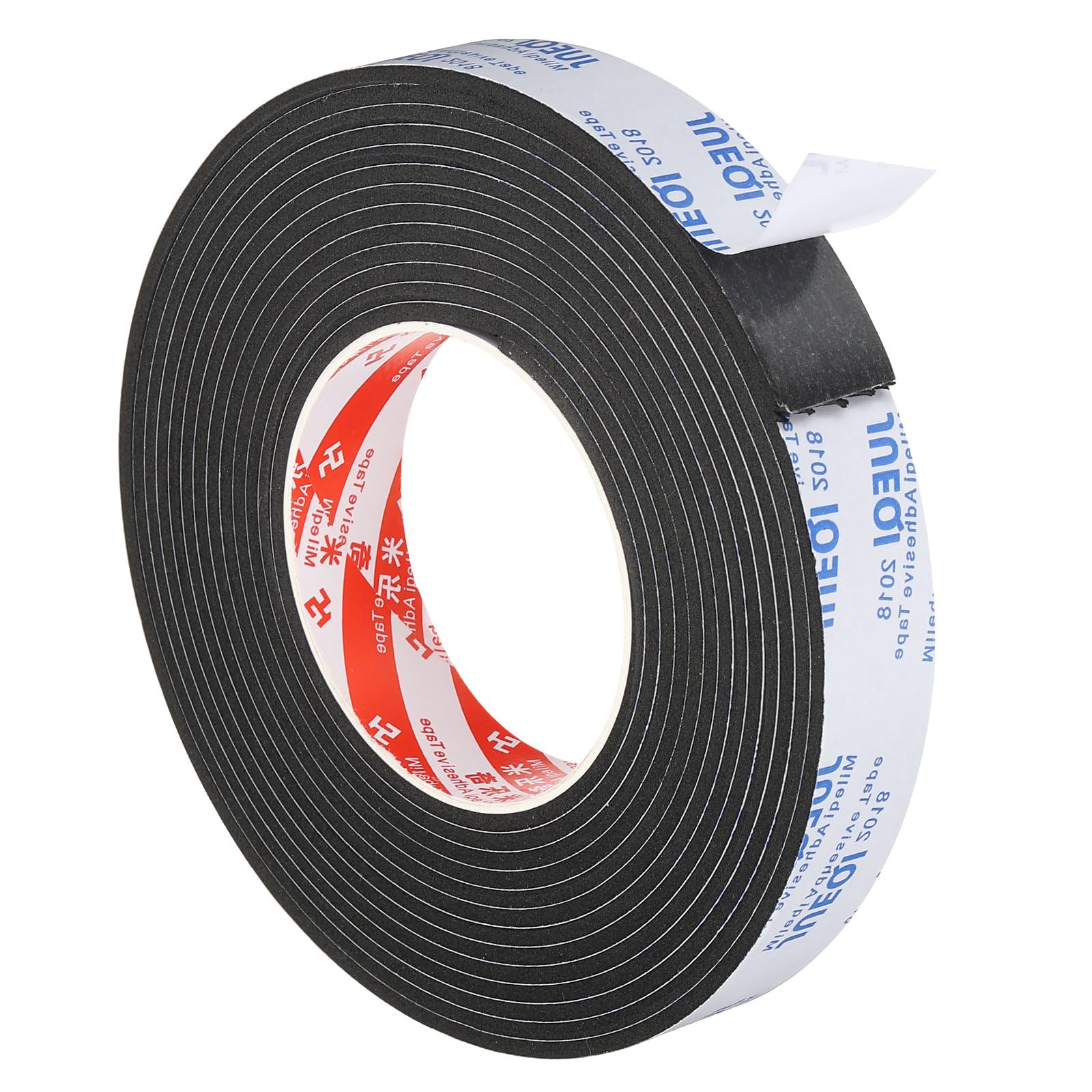 PATIKIL 5m/16.4ft Sealing Foam Tape, 25mm Wide 3mm Thick Single Sided Weather Stripping Door Furniture Seal Strip for Window Pipes Insulation, Black